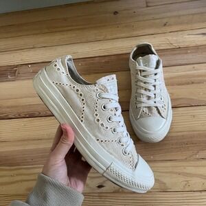 Converse All‎ Star Beige Lace Paisley Low Top Platform Sneakers Women's Size 7